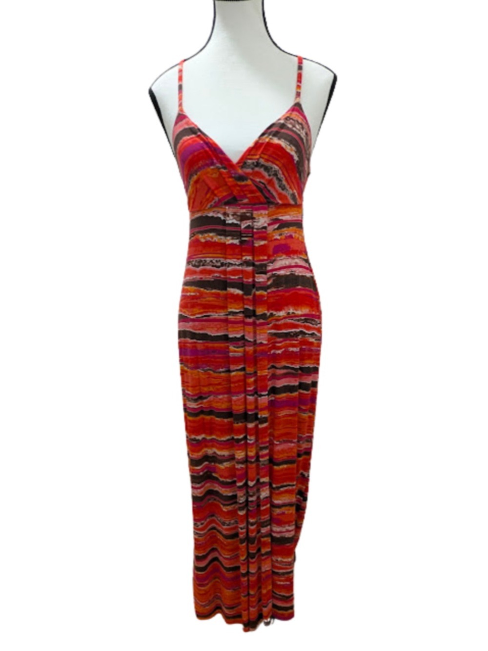 Willi Smith Sunset Stripe Maxi Dress XS Boho Y2K Tropical Vacation